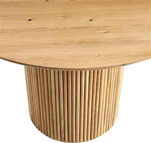 Maru Round Oak Pedestal Dining Table, Oak Modern Wooden - Daals - Dining Tables