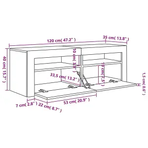 vidaXL TV Cabinet with LED Lights White 120x35x40 cm