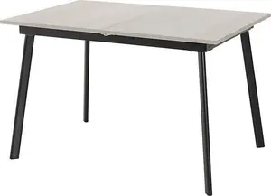 Avery Extending Dining Table in Concrete Grey Oak Effect and Black Metal Frame