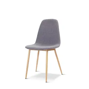 4 Gaviota Fabric Velvet Upholstered Dining Chair (Set of 4) Cotton Light Grey / Beech