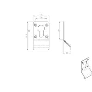 Euro Profile Cylinder Latch Pull Handle 78 x 44mm Satin Stainless Steel