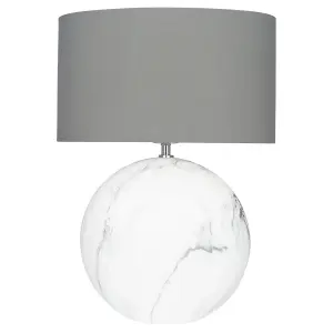 French Style Large Marble Effect Table Lamp with Shade Bedside Table Nightstand Home Office Desk Light