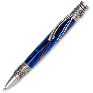 Shockwave Acrylic Pen Blank - Blue with Red/White