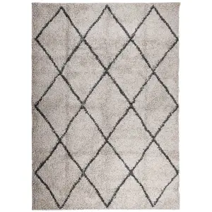 Shaggy Rug PAMPLONA High Pile Modern Beige and Anthracite 200x280 cm