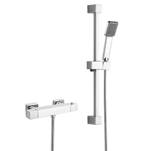 Nes Home Erona Thermostatic Slider Rail Bar Shower Mixer Valve + Slider Rail Kit with Easy Fit