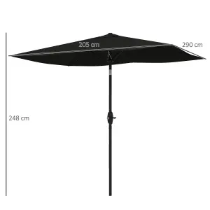 Outsunny 2 x 3(m) Garden Parasol Rectangular Market Umbrella w/ Crank Black