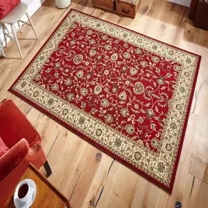 Persian Easy to Clean Bordered Floral Red Traditional Rug for Dining Room-120cm X 170cm