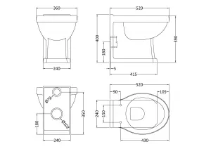 Traditional Back To Wall Toilet Pan   - White