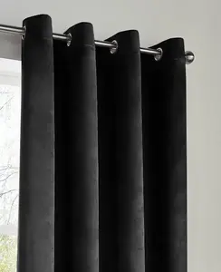 Velvet Blackout 66" x 54" Black (Ring Top Curtains)