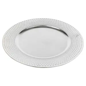 URBNLIVING 33cm Christmas Dinner Charger Plates Geo Gloss Set Of 6 Silver Placemats Dining Table Setting Party Decor