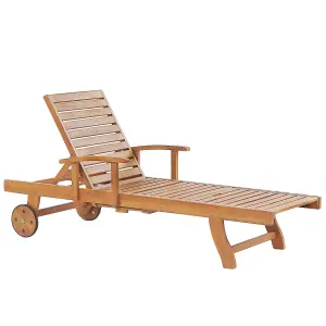 Sun Lounger Wood Light Wood JAVA