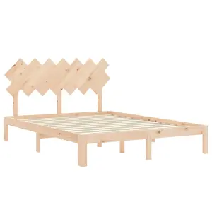 Berkfield Bed Frame with Headboard King Size Solid Wood