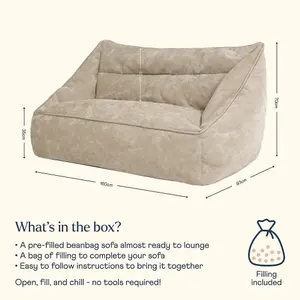 icon Cecilia Bean Bag Sofa Natural Giant Chenille Bean Bag Chair