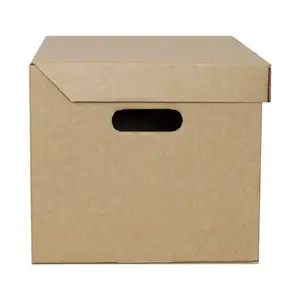 3 x Archive Cardboard Filing Storage Boxes 15x12x9" With Hinged Lids