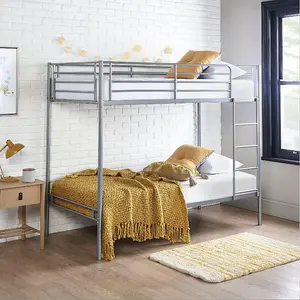 Bunk Beds Extra Strong & Durable  Silver Metal Double Bunk Bed With Mattress