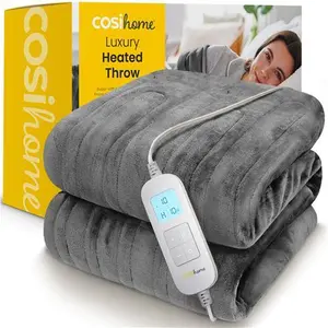 Cosi Home® Luxury Heated Throw - Electric Blanket - Extra Large Heated Blanket, Machine Washable Fleece With Digital Remote, 10Hr Timer And 10 Heat