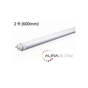 Auraglow Energy Saving 9w 2ft 600mm Cool White, 6500k, 900lm, T8 Fluorescent LED Tube Light, 18w EQV - 8 PACK