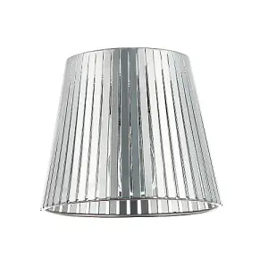 Industrial Retro Matte Silver Light Shade with Flat Metal Strips 18cm Diameter