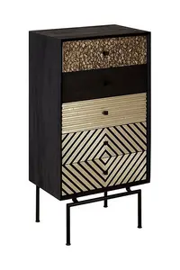 Boho Five Drawer Cabinet - Wood - L35 x W55 x H112 cm - Brown