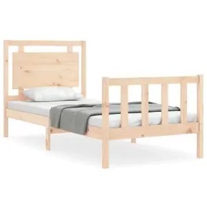 Berkfield Bed Frame with Headboard 90x200 cm Solid Wood