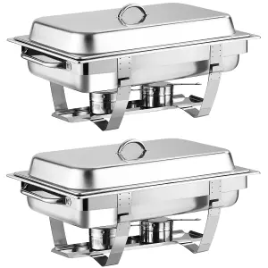 Costway 2 Pack 9L Chafing Dish Stainless Steel Food Warmers Set with 4 Half Size Pans