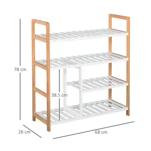 HOMCOM 4-Tier Shoe Rack Simple Home Storage w/ Wood Frame Boot Compartment Home