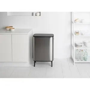 Brabantia Bo Hi 30 Litre + 30 Litre Touch Bin with Two Inner Buckets Matt Steel Fingerprint Proof