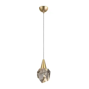 Luminosa Aquaria Integrated Led Pendant Ceiling Light Matt Gold, Transparent 3000K 450Lm