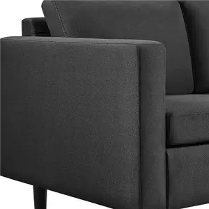 Yaheetech Black Fabric Upholstered 3-Seater Sofa Couch