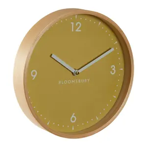 Interiors by Premier Modern Design Small Yellow Wall Clock, Sleek Clock In Kitchen, Compact And Lightweight Wall Clock For Indoor