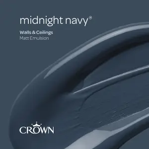 Crown Walls & Ceilings Matt Emulsion Paint Midnight Navy - 5L