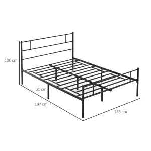 HOMCOM Double Metal Bed Frame w/ Headboard & Footboard, Underbed Storage Space