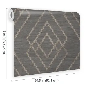 GoodHome Andal Grey Metallic effect Geometric Textured Wallpaper Sample