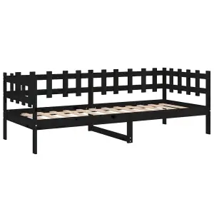 Berkfield Day Bed Black 90x200 cm Solid Wood Pine