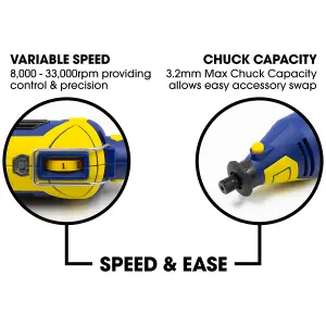 Skotek Rotary Tool Accessory Kit and Case Variable Speed 8000 to 33000rpm Ideal for DIY and Hobby Craft Dremel Compatible