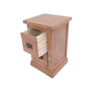 Tirolo 2 Drawer Petite Bedside Table Brass Drop Handle