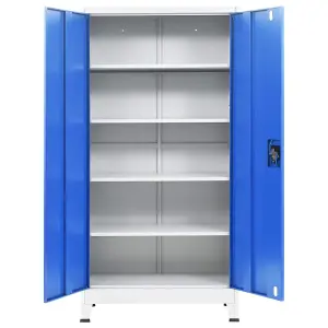 Berkfield Office Cabinet Metal 90x40x180 cm Grey and Blue