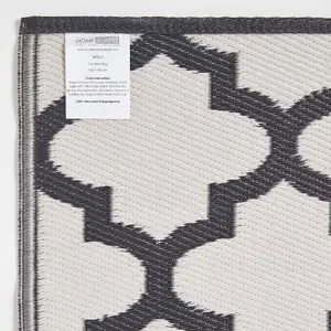 Homescapes Nola Geometric Black & White Outdoor Rug, 120 x 180 cm