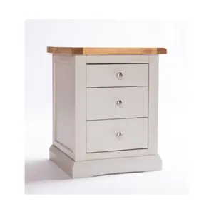 Loreo 3 Drawer Bedside Table Chrome Knob