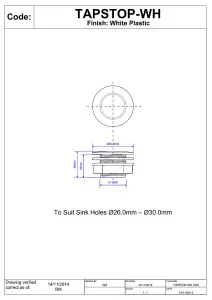 McAlpine TAPSTOP-WH White Plastic Tap Hole Stopper: 17mm long thread