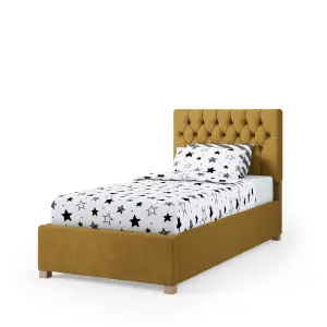 Rest Relax Mia Solo Ottoman Bed Plush Velvet Ochre - Single 3ft