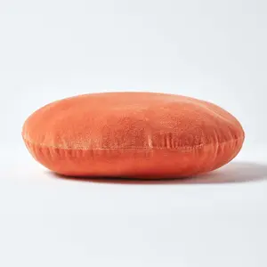 Homescapes Burnt Orange Velvet Cushion, 40 cm Round