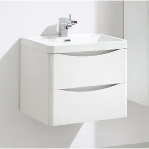 Stanhope 600mm Single Bathroom Vanity with Integrated Stone Basin Gloss White