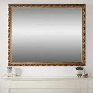 Wall Mirror Harlington Handcrafted and Finished Rectangular Shape with Antique Gold 120cm x 95cm for Hanging in Living room