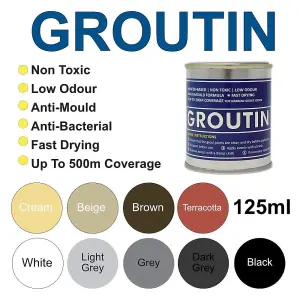 125ml White Tile Grout Paint Ideal to Refurbish & Protect Tile Grout in Bathrooms and Kitchens