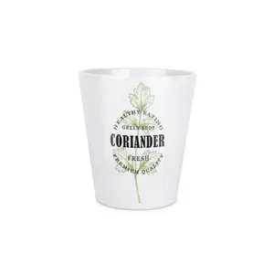 Purely Home Green Label Herbs Coriander Plant Pot - Small Ceramic Plant Pot Gift