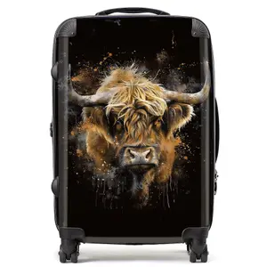 Bronze Splashart Highland Cow Suitcase - Medium