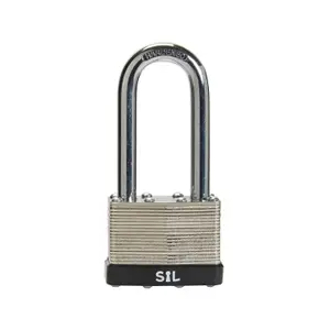 Smith & Locke Laminated Steel Black Long Open shackle Padlock (W)50mm