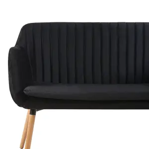 2 Seater Velvet Kitchen Sofa Black TABY