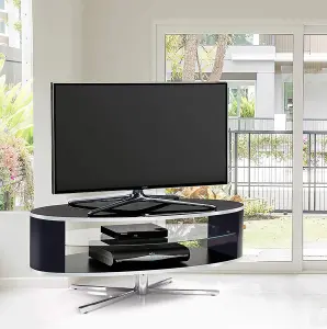 MDA Designs Orbit 1100 Gloss Black TV Stand with Gloss Black Elliptic Sides for Flat Screen TVs up to 55"